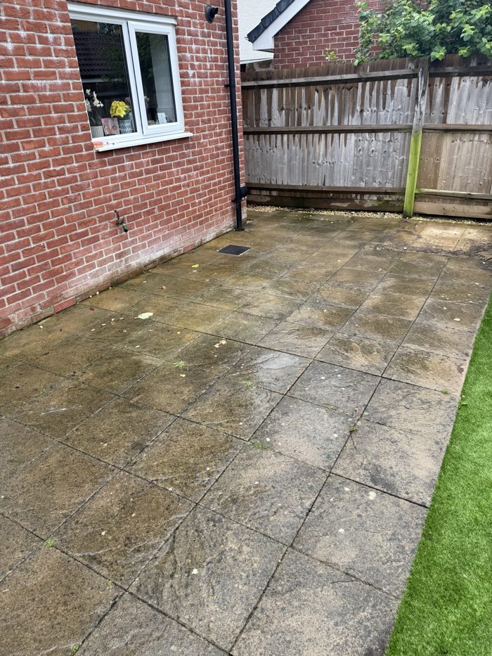 Patio before cleaning