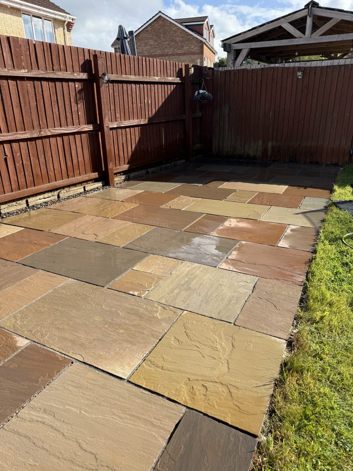 Sandstone patio after cleaning